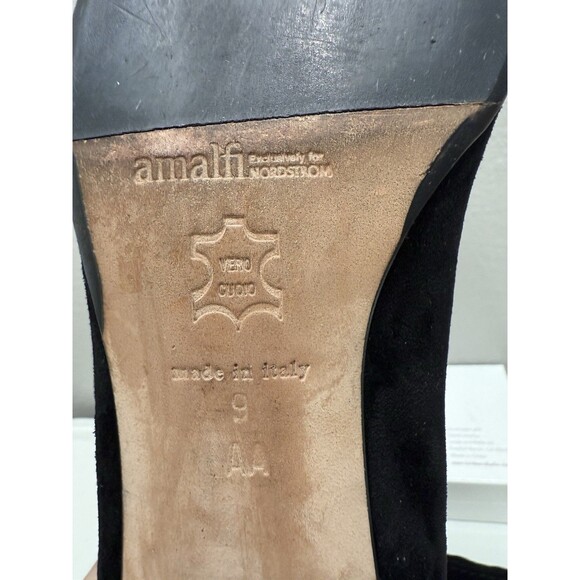 Amalfi Womens Loafers Size 9 AA Shoes Black Suede Designer Italy Fall Winter - Picture 7 of 7
